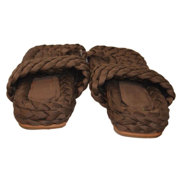 Paloma Barcelo Braided Satin Sandals Brown Sz 37 / 6 MSRP $338 Slip-On Toe - Picture 6 of 6